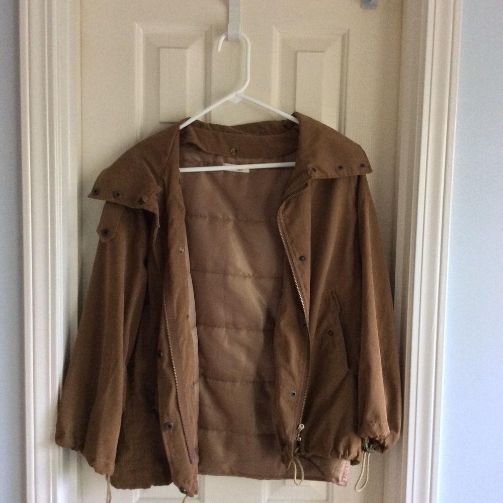 The Hanger Camel Jacket with Fur Hood Accessory